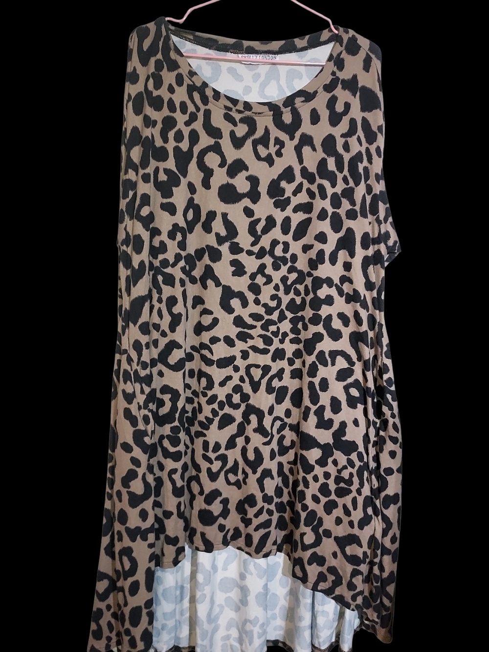Leopard Print Swing Tunic Top - Brown/Black